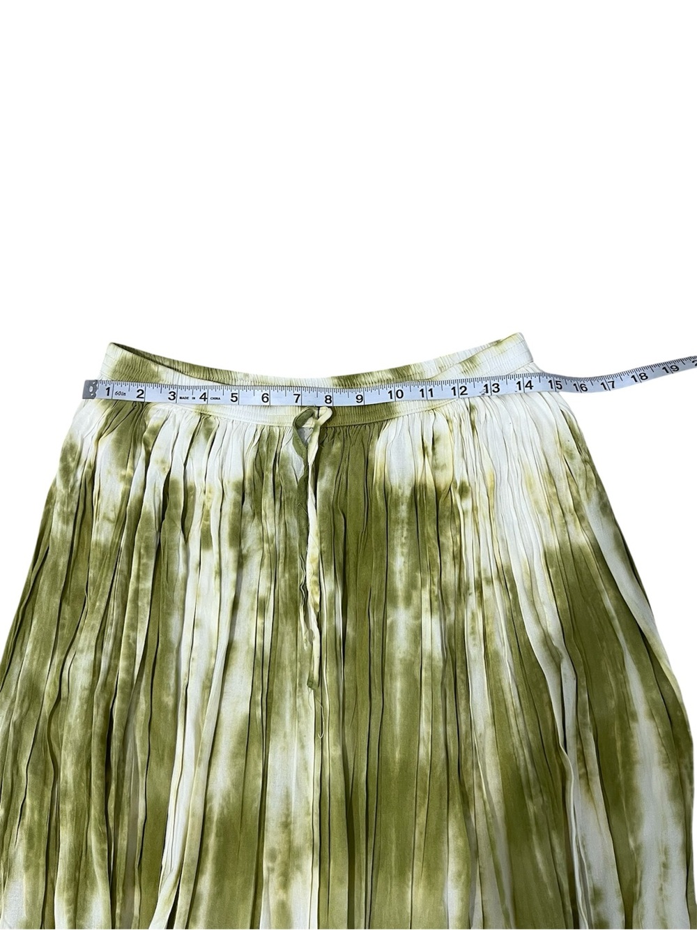 Metrowear New York Green & White Tie Dye Pleated Midi Skirt Boho Chic Medium - Picture 4 of 8